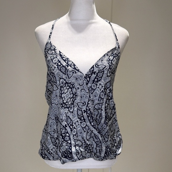 Olivaceous Tops - Women's Blue and White Paisley Top